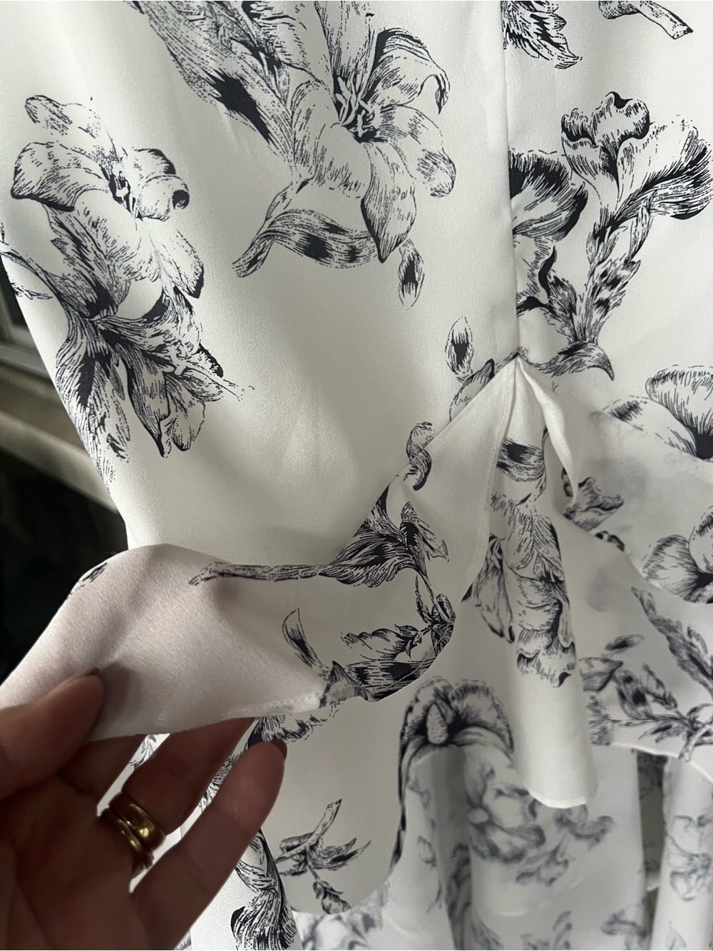 Lulu's White & Black Floral High-Low Ruffle Dress - Picture 6 of 8